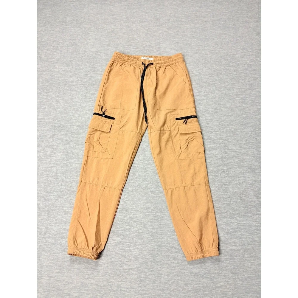 PacSun Relaxed Jogger Mens Small Tan Khak3i Cargo Pants Nylon Utility